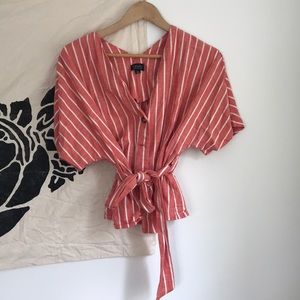 Red striped Topshop wrap top
